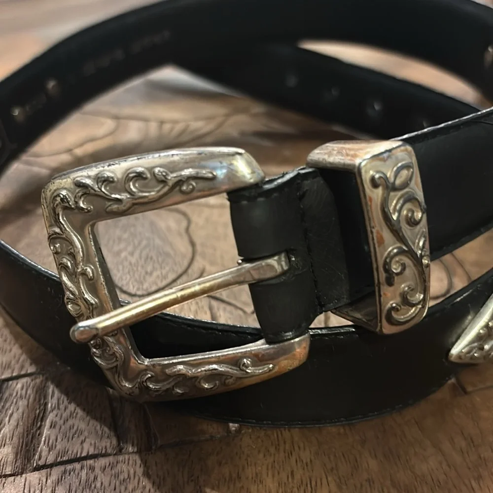 Vintage Ritz Accessories Black Belt with Silver Accents Size Large